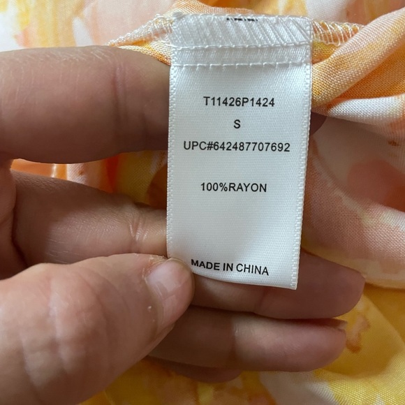 Tart Orange, Yellow, White Tiered Ruffle Kallie Sunset Cloud Dress Size Small - Picture 7 of 8